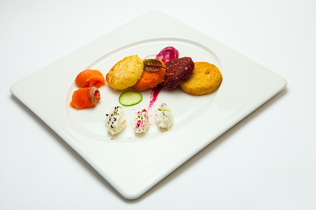 Assorted plated dishes